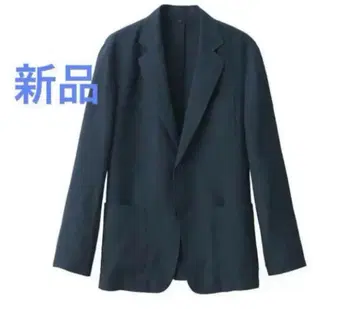 무인양품 새상품 신사 린넨 워싱 자켓 신사 XL 네이비 남성용