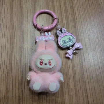 Labubu 러브부 마스코트 키링 핑크 리본