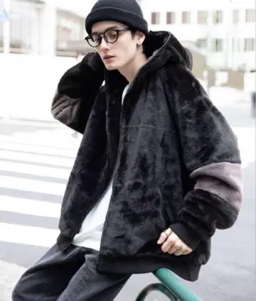 RAGEBLUE 스무스 인조 모피 후드 블루종