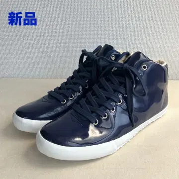 새상품 데드스탁 maccheronian 패턴트 레더 NAVY 26cm