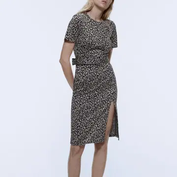 ZARA 레오파드 슬릿 원피스