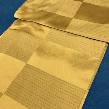 순수 실크 오메시 겨자색 격자무늬 톨 사이즈