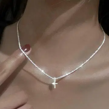 386Na [고급스러움] 크로스 다이아 목걸이 CZ S925 실버