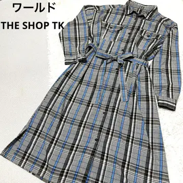 미사용 새상품 THE SHOP TK 월드 체크 롱 셔츠 원피스