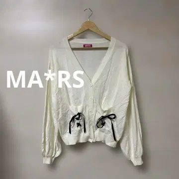 MA*RS 레이스업 리본 V넥 가디건 귀여운 걸리시