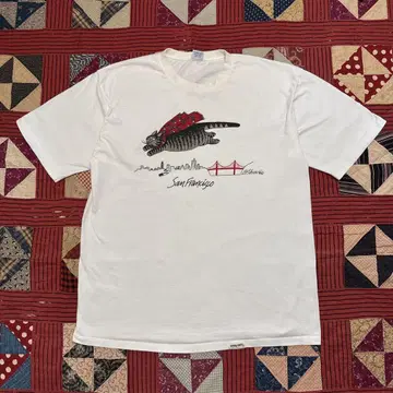 90년대 크리반 캣 T셔츠 crazy shirts XL