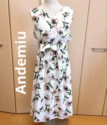 Andemiu 꽃무늬 새상품급 플라워 무늬 원피스 허리 리본 snidel