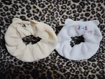 곰 얼굴 플리스 스크런치 2개 세트