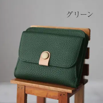 천연 가죽 미니 지갑 반지갑 소프트 가죽 부드러운 더스티 컬러 그린