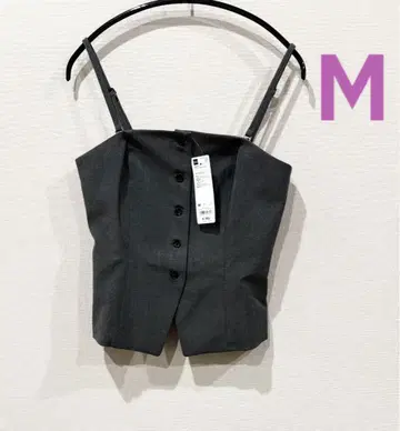 택 포함 새상품 GU 프론트 버튼 뷔스티에 M 다크 그레이 지유