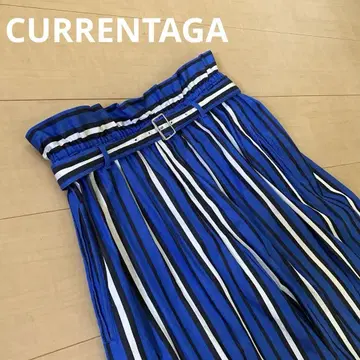 CURRENTAGA 카렌테이지 블루 스트라이프 와이드 팬츠 벨트 포함
