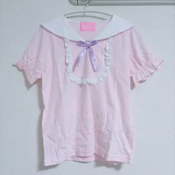[미사용] 세일러 카라 T셔츠 핑크 퍼프 슬리브