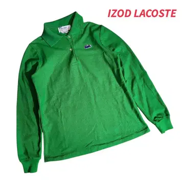 IZOD LACOSTE 로고 자수 긴팔 피케 셔츠 녹색 그린 68928
