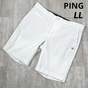 [핑] 하프 팬츠 LL 사이즈 화이트 로고 자수 남성용 골프웨어