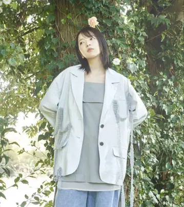 앤드콜 tulle pattern sheer jacket
