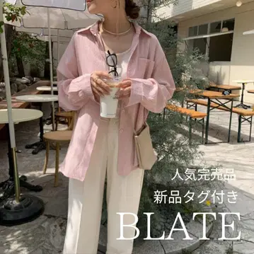 새상품 BLATE 뉴앙스 시어 스트라이프 셔츠