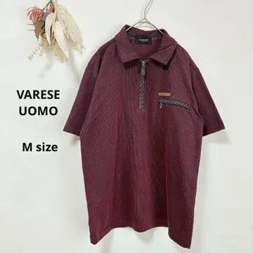 VARESE UOMO 피케 셔츠 반팔 M 하프 지퍼 남성용 레드
