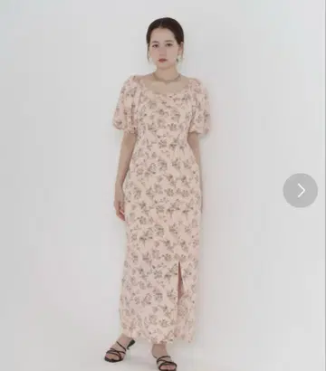 아이보리 핑크 꽃무늬 원피스 M