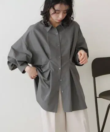 LIAN 허리 턱 칼라 셔츠