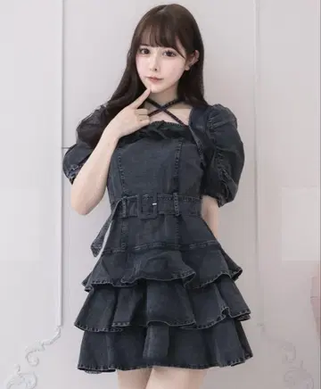 pium 티어드 프릴 미니 원피스