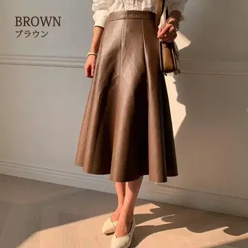 스커트 에코 가죽 플레어 여성용 하의 롱 A라인