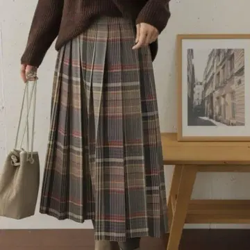 체크 플리츠 롱 스커트 URBAN RESERCH DOORS