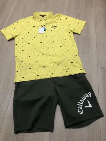 새 상품 캘러웨이 골프웨어 피케 셔츠 반팔 남성용 Callaway 노랑