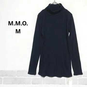 미사용품 코튼 블렌드 터틀넥 긴팔 상의 리브 블랙 i297