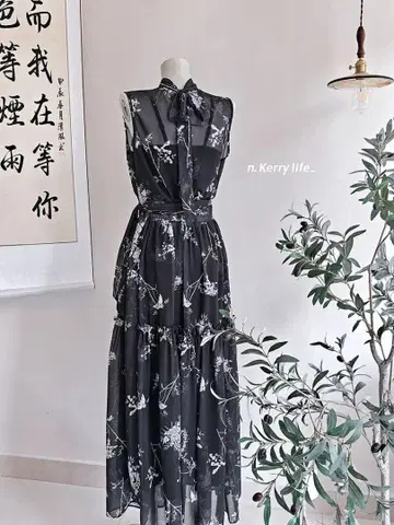 꽃무늬 쉬폰 롱 원피스