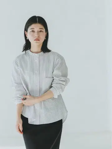 북유럽 생활 도구점 부드러운 코튼 밴드 칼라 셔츠