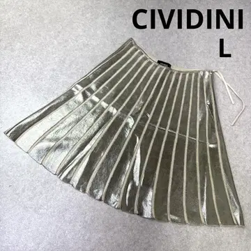 CIVIDINI 치비디니 스커트 플레어 스커트 실버 빅사이즈