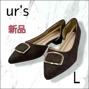새상품 [UR'S 유어즈] 골드 부품 플랫 펌프스 L 차콜