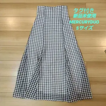 택 포함 미사용 새상품 MERCURYDUO 체크 무늬 레이스업 롱 스커트