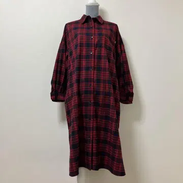 어텐션 택 포함 OJOU 유야마 레이코 롱 원피스 체크 빨간색 가을