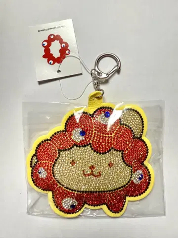 산리오 먝먝 따라하기 반짝이 가죽 키링 폼폼푸딩