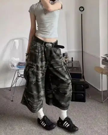 카모플라쥬 카고 숏팬츠