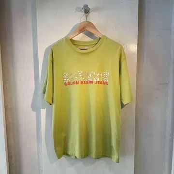 90년대 00년대 Calvin Klein Jeans 티셔츠 라임 그린