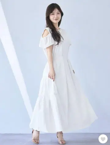 OVER E 90 사이즈 오프숄더 티어드 T셔츠 원피스