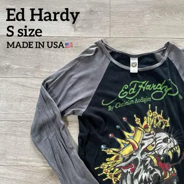 Ed Hardy 에드하디 래글런 긴팔 셔츠 S 미국제 Y2K