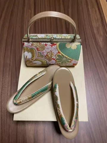 성인식 후리소데용 조리 백 세트 2L L L 25cm 사가니시키 그린