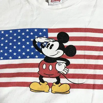 디즈니 빈티지 미키 플래그 프린트 T셔츠 L 사이즈 USA 제