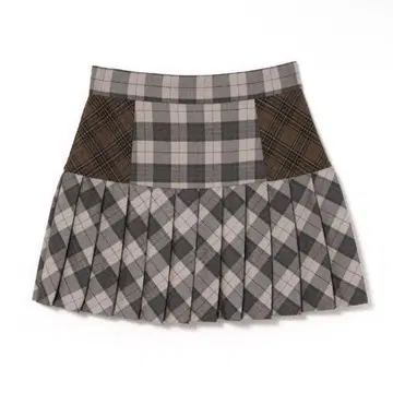 andmary Coco check pleats skirt