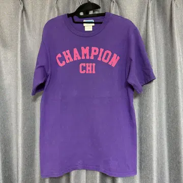 CHAMPION 로고 티셔츠 피치 T 보라색 핑크 Y2K vintage