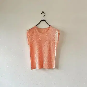 구제 의류 한국제 셔링 티셔츠 새틴 주름 레트로 M 프렌치 핑크