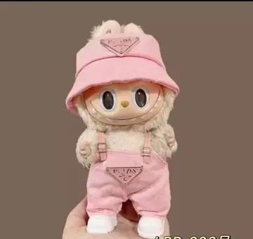 LABUBU 라부부 코스튬 세트 (핑크/버킷햇 & 오버롤)