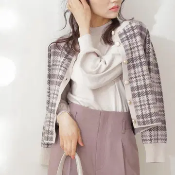 프로포션 바디 드레싱 체크 자카드 가디건 니트