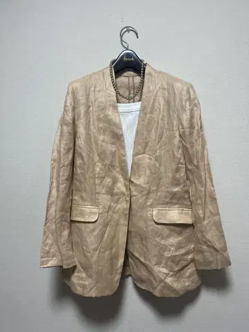 새상품급 두클라쎄 린넨 마 100% 노카라 자켓