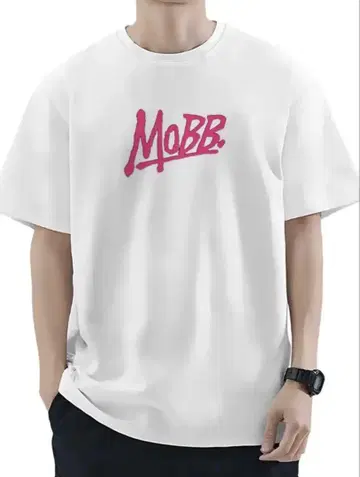 MO.BB. 로고 프린트 화이트 티셔츠