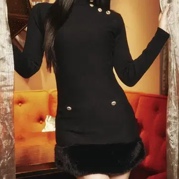 Darich 다리치 헴 퍼 니트 미니 원피스