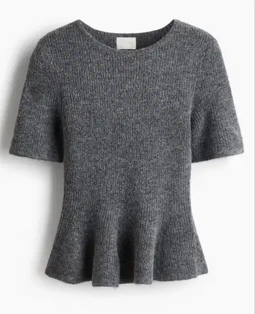 [새상품] 택 포함 RIB-KNIT PEPLUM TOP H&M XS
